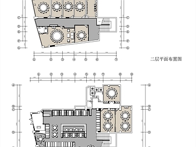 现代新中式中餐厅 500㎡两层 特色中餐厅 弧形餐厅 施工图