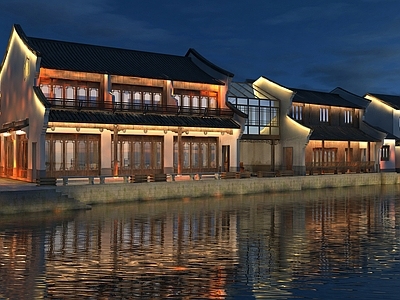 中式新中式古建 中式商业街 徽派商业街 两层中式商业街