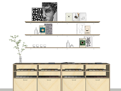 现代极简储物柜 隔板架 定制边柜 桦木板 壁柜 组合柜