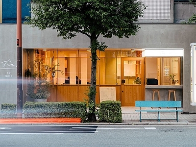 现代新中式街道外景 窗外街道日景 街道外景