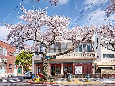 现代街道外景 窗外街道外景日景 商业街外景 人行道