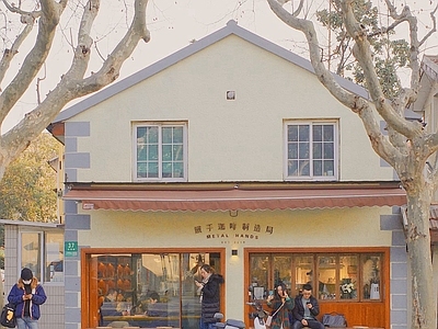 现代法式街道外景 窗外街道外景日景 商业街外景 人行道