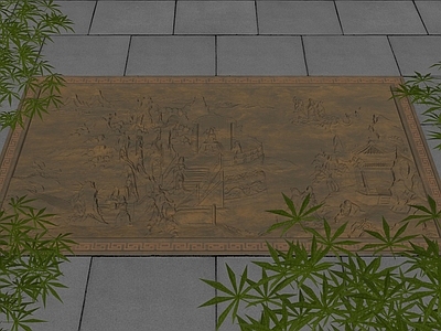 新中式雕花 地面铜板浮雕雕刻