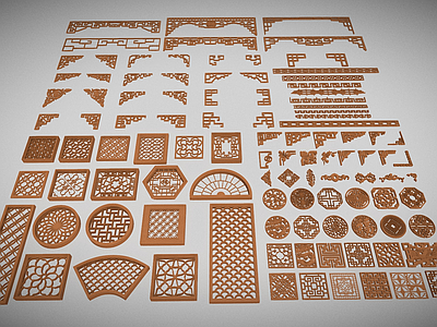 现代其他局部构件 中式雕花 中式木雕 雕刻图案 雕花 木雕花古典雕花 饰