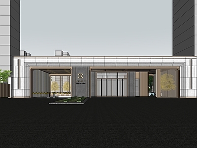 现代小区建筑 社区入口 大门