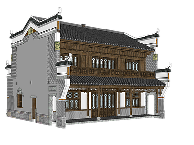中式复古风格建筑 明清 复古 木 坡屋顶 文旅