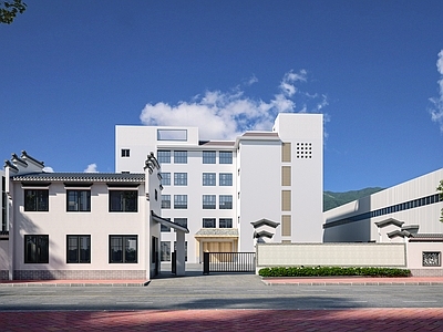 新中式中式厂房 卫 厂房头 马头墙 新中式围墙