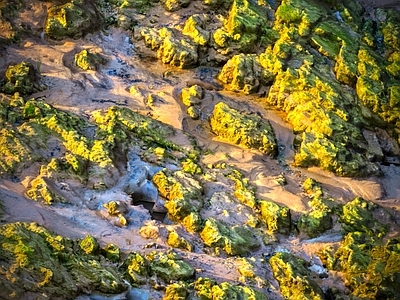 现代假山水景 山坡 石头 地貌 地形