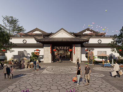 新中式民宿建筑 徽派 中式 新中式 民宿