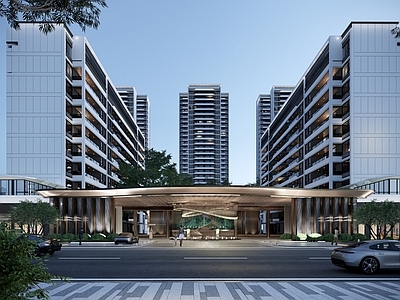 现代小区建筑 居住区大门 大门
