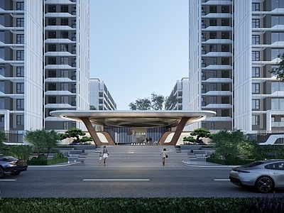 新中式小区建筑 小区大