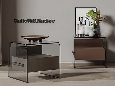 现代意式床头柜 Gallotti 玻璃 极简