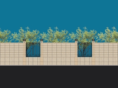 现代其他景观小建筑 现代风格小区围墙 通透式围墙