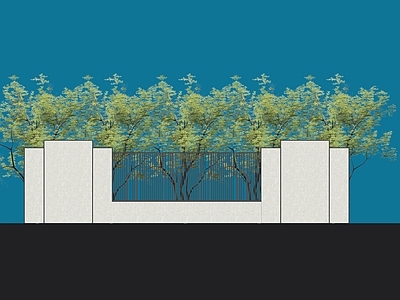 现代其他景观小建筑 现代风格小区围墙 通透式围墙