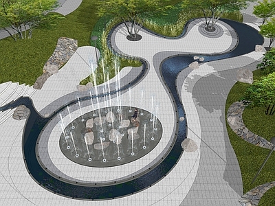 现代水景 商业街入口水景 广场旱喷 公园入口水景 景石组团小品 街头绿地口袋公园