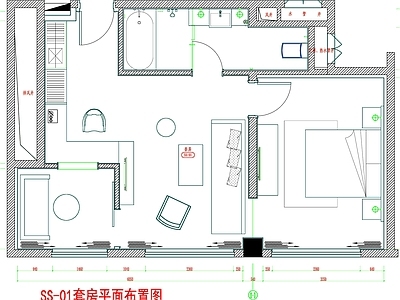 现代工装图库 客房平面布置 客房 房间 客房平面图 房间平面布局 施工图 工装图库
