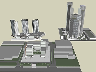 现代轻奢商场建筑 商业多层 商业裙楼 商业高层