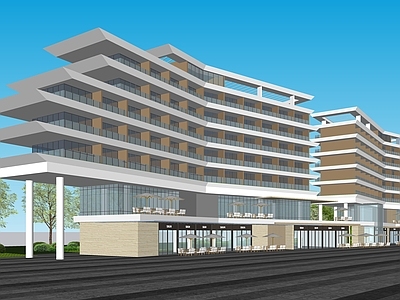 现代新中式酒店建筑 现代简约多层建筑 多层酒店公寓住宅 办公商业沿街酒店 滨海酒店山地酒店 温泉酒店建筑
