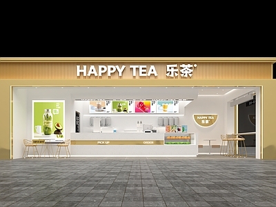 现代简约奶茶店 轻奢咖啡店 连锁茶饮品牌店铺 商场转角茶餐饮店 时尚鲜果茶饮店 奶茶收银台操作台