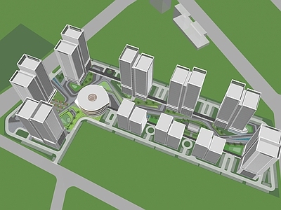 现代小区建筑 小区建筑 商业街