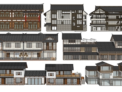 新中式乡村民房 古镇商业街建筑 乡村民居民房建筑 民居风貌改造设计 民宿度假酒店建筑 乡村客栈农家乐