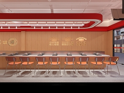 现代自助餐厅 自助小火锅 转转小火锅店面