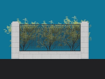 现代其他景观小建筑 现代风格围墙
