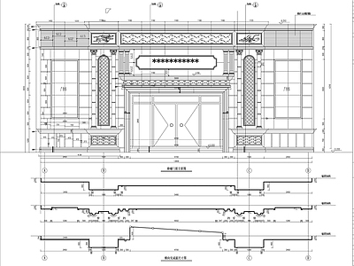 现代门头 小区大 大 豪华气派干挂石材 干挂石材 大 施工图