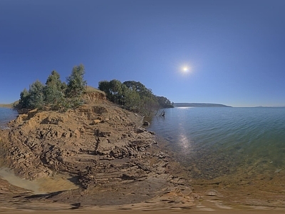 现代户外HDR 碧水蓝天湖景