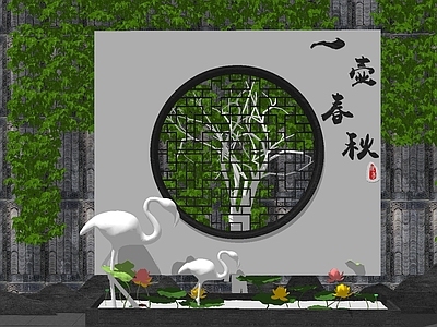 新中式中式庭院小品 中式景观 庭院景观 中式小品 丹顶鹤 禅意景观小品