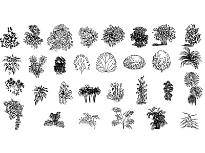 现代新中式综合植物图库 植物绿植盆栽图块 施工图