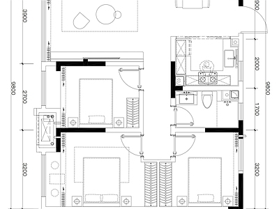 现代客厅 平面图 施工图