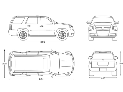 现代交通工具图库 汽车 SUV 施工图