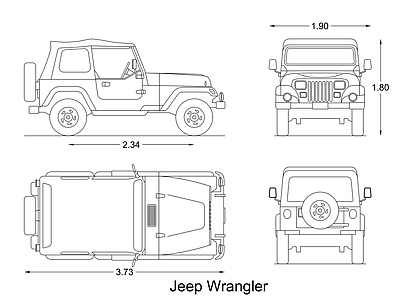 现代交通工具图库 汽车 SUV 施工图