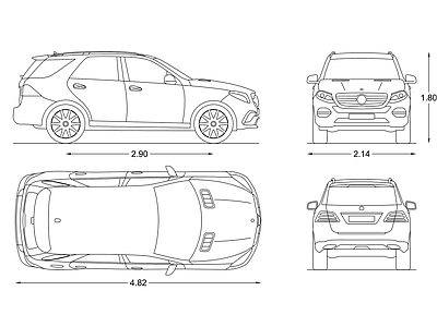 现代交通工具图库 汽车 SUV 施工图