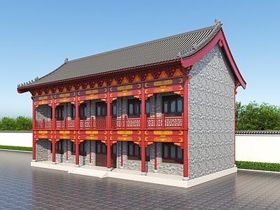 中式古建 厢房 寺庙 仿古建筑 名宿 古建