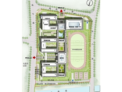 现代学校建筑 中小学总平面 规划总图 施工图