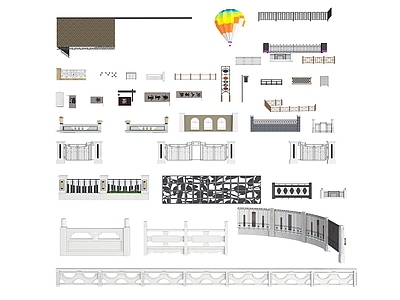 新中式其他景观小品 铁艺栏杆 围栏