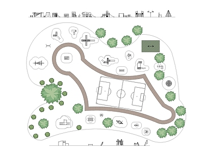 现代校园景观 运动场平面图操场 幼儿园景观 施工图