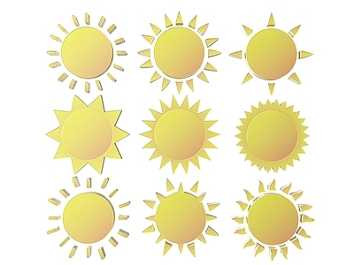 现代挂件 2D太阳墙饰 太阳图案图标墙饰 太阳icon墙饰 太阳标识标牌墙饰 太阳2D平面元素