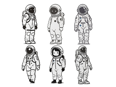 现代挂件 2D宇航员墙饰 太空人图案图标 宇航员icon 太空人标识标牌 宇航员2D平面