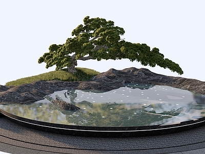 现代禅意水景 假水景 水钵 镜面水景 造型松