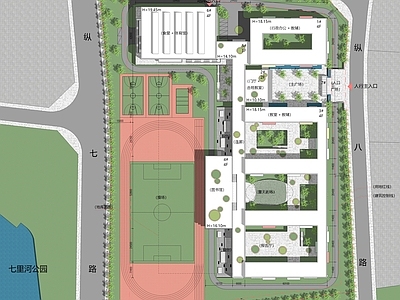 现代学校建筑 现代风格 中小学总平面图 校园规划总图 施工图