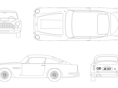 现代交通工具图库 汽车 阿斯顿马丁DB5 公交 电动车 施工图