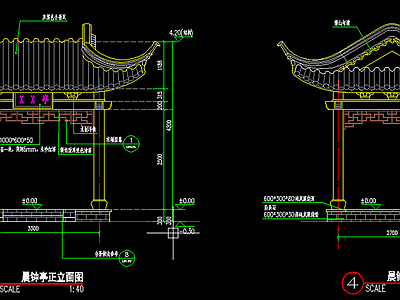 中式亭子 四角亭 施工图