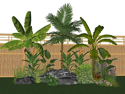 植物组合 现代植物景观造景 庭院小品 植物组合 石头 植物堆