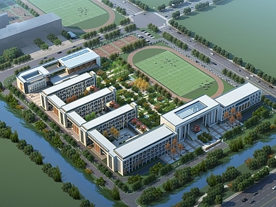 现代学校建筑 现代中小学总平面 校园规划总图 总平面图 施工图