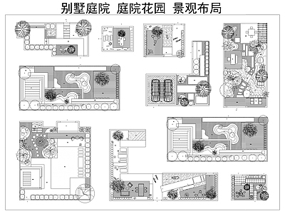 现代庭院 园 私家 别墅 枯山水 露台 施工图