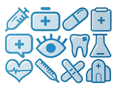 现代挂件 2D医院元素墙饰 医院元素图案图标 医疗器材icon 医院元素标牌 医疗器材2D平面