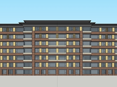 新中式高层住宅 现代红砖新中式